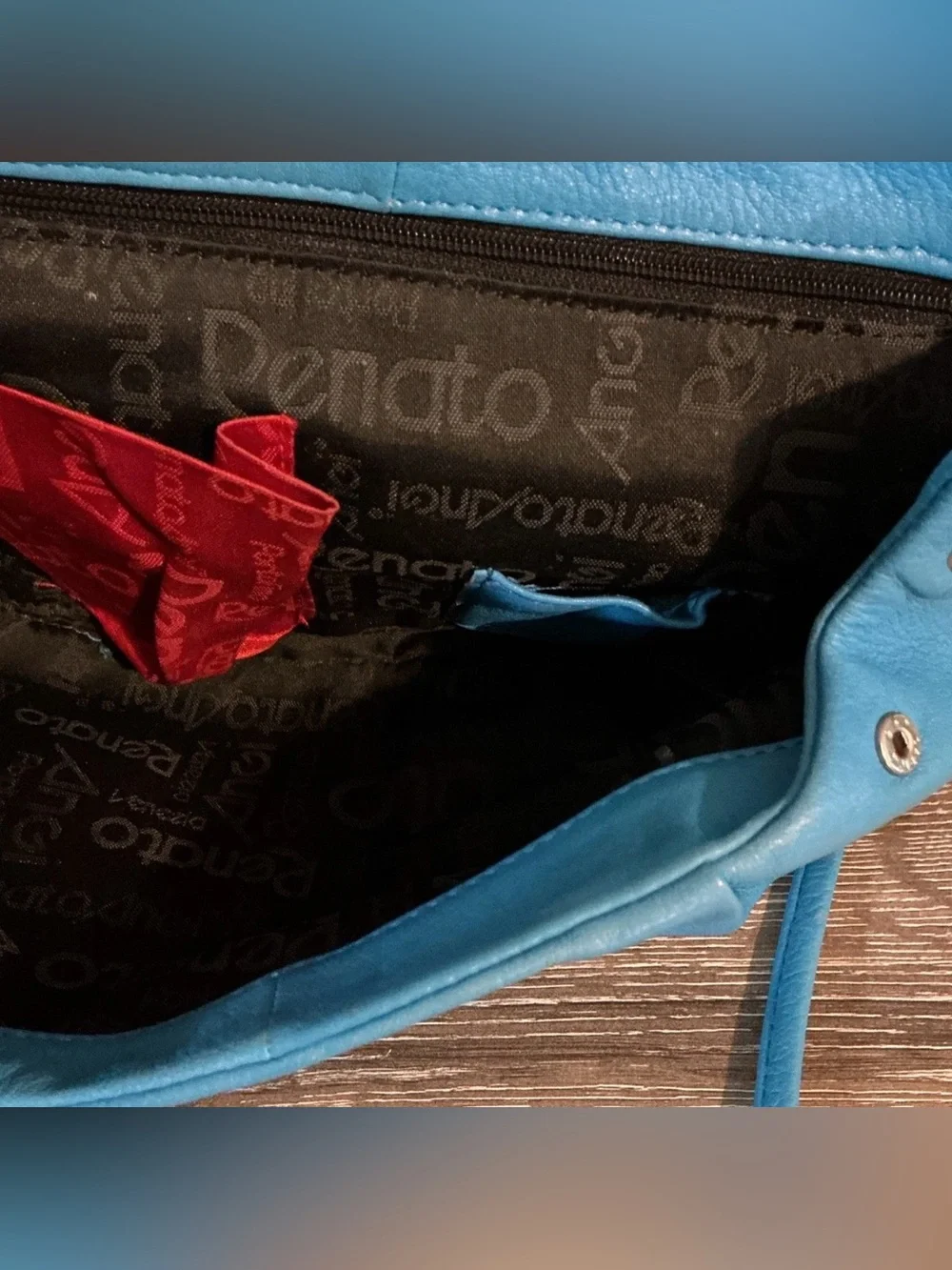 Renato Angi Turquoise Leather Rhinestone Bow Crossbody Shoulder Bag Clutch Vint